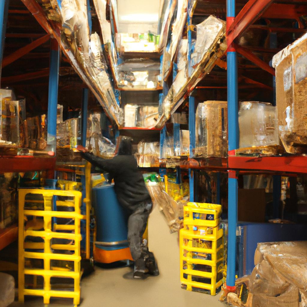 Person picking items in warehouse